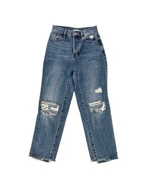 PacSun Womens Blue Denim High Rise Straight Leg Distressed Jeans Size 25